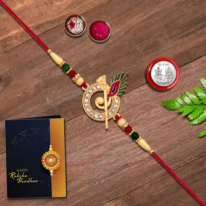 Single Designer Krishna Rakhi For Brother  Includes Silver Coin Roli Chawal  Greeting Card Single Designer Krishna Rakhi For Brother  Includes Silver Coin Roli Chawal  Greeting Card